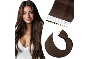 Elailite Extension Adesive Capelli Veri Biadesivo 20 Ciocche Biadesive Tape 100% Remy Human Hair Naturali 25cm 30g #4 Marrone Cioccolato