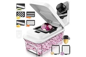 LUALCAM Cortador de Verdura Multifuncional | Mandolina de Cocina Profesional | Picador de Verduras Manual de acero inoxidable | Rallador Verduras y Queso - Gadgets Cocina