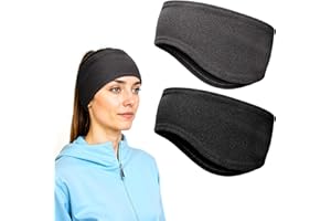 ‎HEMIKS Sport Stirnband für Damen und Herren,2 Stück Ohrenschützer Stirnbänder, Frühling/Herbst/Ohrenwärmer Stirnbänder für Jogging Laufen Wandern Fahrrad (Schwarz, Grau)