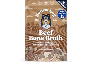 THE HONEST DOG CO Honest Dog Co. Bone Broth for Dogs and Cats (200 Grams, 30+ Servings) - High in Collagen Protein - Beef Bone Broth Powder for Dogs - Dog and Cat Food Topper for Dry Food - Makes Gravy Granules
