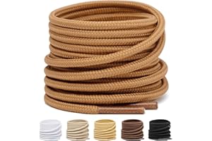 Stepace Lacets ronds bottes [ 2 Paires ] - Lacets robustes et résistants pour Bottes, Bottines, Chaussures de sécurité ou de travail - Ø 3.5 mm et 4 mm