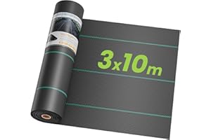 OUNUO 3 x 10 m Malla Antihierbas, Malla contra Malas Hierbas, 90 g/m² Geotextil, Protección césped Artificial, Lona antimalezas jardín, Anti-UV, Negro