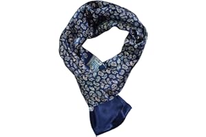 HUIANPEN Bufanda de seda 100% pura para hombre, diseño vintage, doble capa, para caballeros, Paisley # 1 Azul, Size: 160 * 28cm (62.4 "x 10.92")