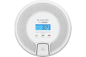 X-Sense Detector de Alarma de monóxido de Carbono interconectado, Detector de Alarma de CO reemplazable con batería LCD fácil de Leer, Cumple con el estándar EN 50291, CO03D-W, Link+