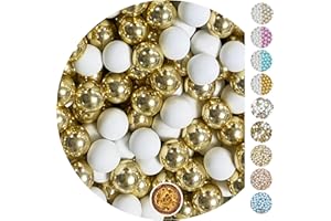 EinsSein 0,7kg Crispy chocolat Dragees mariage Mix grand blanc-or brillant - ca.1,8 cm perles - dragées baptême communion amandes feter et recevoir fêter de fete couleur pas cher aux bombe tag