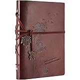 RongRao Notizbuch A5, Leder, Spiralbindung, 200 Seiten, Ringbuch, nachfüllbar, Skizzenbuch, dickes Papier, blanko, Softcover,