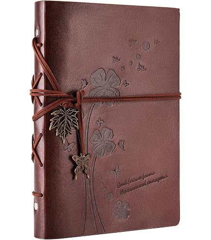 Vintage Leather Journal Notebook - A5 Refillable Writing Notebook 160 Pages Daily Notepad