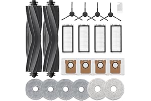 AVAENZO Kit di Accessori per Dreame L20 Ultra, L20 Ultra Complete, 2 Spazzola Principale, 6 Panni Mop, 4 Filtro Hepa, 4 Spazzola Laterale, 4 Sacchetti Robot Aspirapolvere Ricambi.