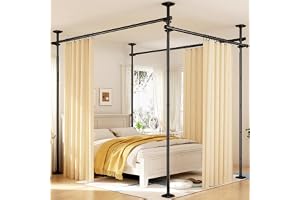 Yeabett Rumsdelare utan Borrning Fristående Gardinstång, Justerbar 122-305cm(H), 71-434cm(B), Stabilt Rostfritt Stål för Valfri Rumsavskiljning