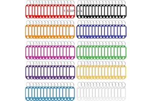 WUPENGZON 150 Stück Schlüsselanhänger,Kunststoff Schlüsselanhänger mit Etiketten,Schlüsselschilder Beschriftbar mit Schlüsselringen für Schlüssel, Zuhause, Büros, Pet ID, Koffer,Gepäckanhänger(10 Farben)