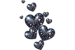 LAOGRAPHICS x10 Black Heart Vinyl Stickers, Cover up Marks, Weatherproof, Hardwearing & Vibrant, Multi-purpouse Ideal for Phone case, Cups, Wine Glass, Toilet, car, Wall & All Projects. (Glitter Black)