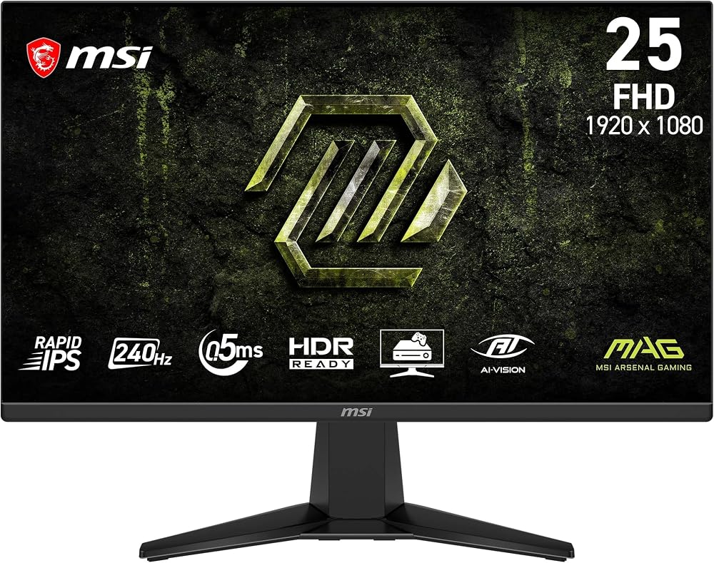 MSI 24.5" MAG 255F X24, Gaming Monitör, FHD, 16:9, Flat, Rapid IPS, 240Hz, 0.5ms (GtG Min.), Adaptive-Sync