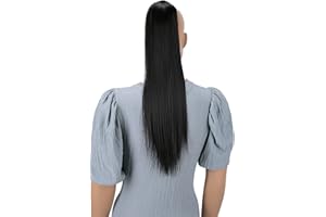 CAISHA Postizo De 60cm Cola De Caballo Fibra Sintética Resistente Al Calor Negro-Marrón HCK11