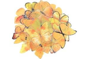 ANBEEISS 40 Pezzi Adesivi Farfalla Fiori, Adesivi Decorativi Scrapbooking Diario Stickers, Autoadesivi Stickers Decalcomanie Trasparenti per Fai da Te, Album Regalo, Cellulare, Parete, Mobili - Farfalla Giallo