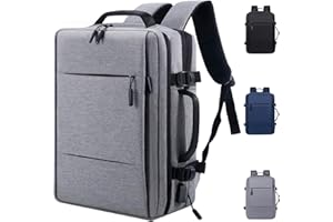 BENUAN Carry On Bag Travel Backpack, Expandable Cabin Bag Laptop Backpack Hand Luggage Shoulder Bag for Men and Women, Light Grey