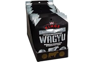 Kings - Wagyu Beef Jerky - Platinum Edition Indulgent Range - High Protein Meat Snack - Box of 12 x 25 g Packs