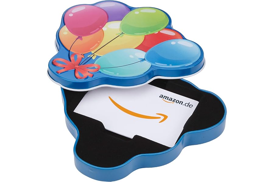 Amazon.de Geschenkkarte in Geschenkbox (Geburtstagsballons)