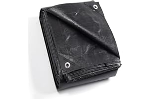 GUARD SHIELD Bâche de protection avec œillets - Imperméable - 4 m x 6 m - Noir - 160 g/m² - Bâche de protection polyvalente - Résistante à la déchirure - Stabilisée aux UV - Résistante à la moisissure