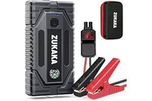 ZUKAKA Arrancador de Coches 2000A 21800mAh, 12V Arrancador de Baterias de Coches(para 6.5L Disésel o 8.0L Gas), Jump Starter con Arazaderas Inteligentes, Luz LED, Martillo de Seguridad, Espera Larga
