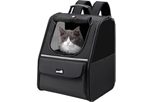 pecute Oddychający plecak dla kota, lekki i przenośny, plecak dla psa z liną bezpieczeństwa, nosidełko dla zwierząt domowych do 6 kg, regulowany plecak dla zwierząt domowych, do podróży, wędrówek