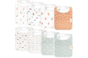 KEABABIES Lot De 8 Bavoirs Bio Pour Bébé Garçon Et Fille - En Coton Pour Tout-petits Et Nourrissons