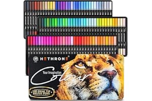 Hethrone Feutres Coloriage Adulte 100 Couleurs Feutre Double Pointe Feutres Pinceaux Aquarelle Stylos Pointe Fine pour Mandalas (100 Noir)