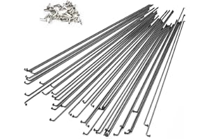 LUXU 36 Pcs 14G J Bend Black Bike Spokes with 36 Brass Nipples- Anti Rust Steel Cycling Spokes,Road Mountain Bicycle Wheel Spokes for MTB,Ebike, Downhill,Trekking,City Bikes-(250 mm-309 mm)