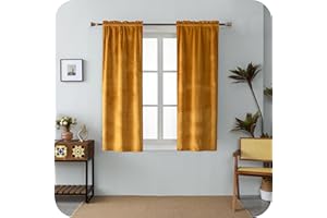 GIRASOLE HOME Coppia Tende Adelaide Morbide Oscuranti Termiche in Velluto 2 Pannelli da 70x150cm con Tasca, Ambra