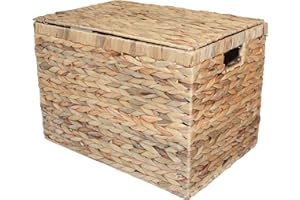 Home-ever Water Hyacinth Lidded Storage Chest Basket Box HE79 (Medium)