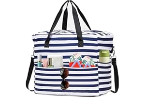 KESUDE Bolsa Playa XXL, Bolso Playa Hombre Mujer Verano Beach Bag Grande xxl Familiar con cremallera Bolsos Bandolera Impermeable plegable Tote Bag Shopper de Viaje Playa Piscina