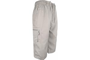 Kapray Clothing Mens 3/4 Elasticated Waist Summer Cotton Swim Beach Cargo Combat Shorts M - XXL