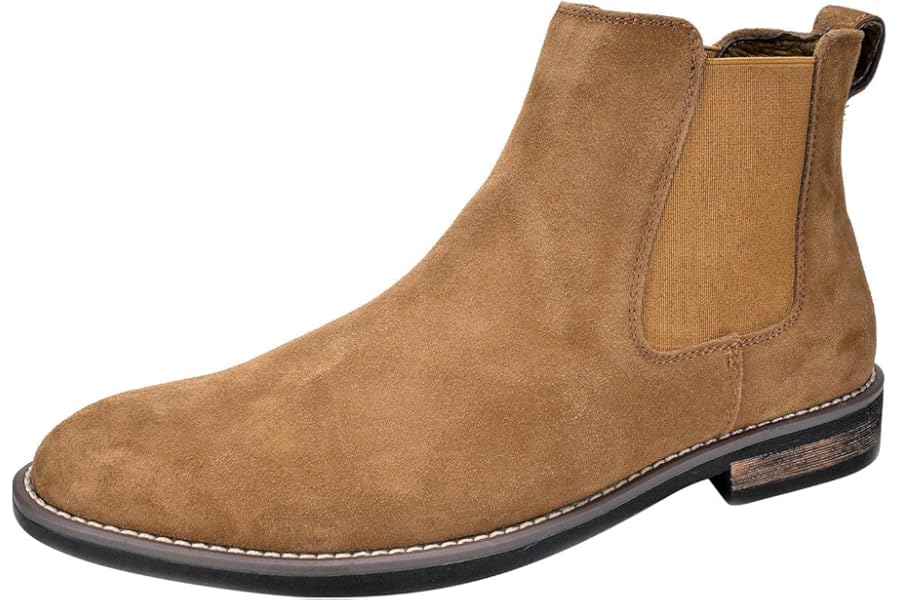Bruno Marc Men's Leather Chelsea Ankle Boots, Work and Fashion, Walking and Comfort Casual Business Shoes