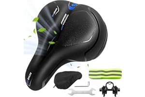 LUZOON Sella per bicicletta in gel ergonomica, con copertura impermeabile, traspirante, per uomo e donna, comoda