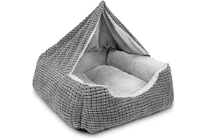 JOEJOY Rectangle Dog Bed Warm Hooded Puppy Bed for Large Medium Small Dogs, Luxury Super Soft Pet Cave Bed Medium Washable, Fits Up To 20/30/40/60lbs Pets