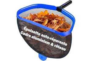 ROMIVO Epuisette de Piscine, Epuisette Professionnelle pour Bassin et écumeur avec Cadre en Aluminium, Filet réparable à Mailles Fines pour Feuilles/Insectes, Idéal pour Piscine et Bassin, (Aucun bâton)
