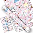 EYQQM Pack of 5 Gift Wrapping Paper 20" x 30" Kraft Paper Sheets Birthday Wrapping Paper Set for Kids, Party Storage Festive Decoration (Pink Puppy)