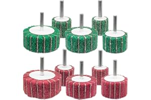 FEIHU 10 pezzi Mop Cilindro abrasivo 60/50/40/30/25 mm Grana verde（grana 180） / Texture rossa （grana 320）legno per lucidatura/metallo