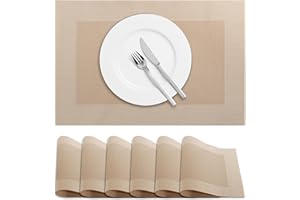 Terafeels 6 Pack Place Mats for Table – Durable and Easy to Clean Placemats for Dining, Kitchen, or Home Decor – Non-Slip, Heat-resistant, Stylish Table Mats (Beige)