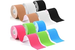 Zosenyer 6 Rollos Kinesiotape, 5cm x 5m Cinta Kinesiologica, Impermeable Esparadrapo Deportivo para Rodilla, Hombro, Cuerpo, Plantar, Apoyo Muscular, Articulaciones, 6 Colores