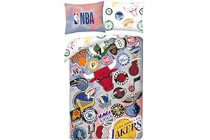 Halantex TEAM LOGHI LAKERS BULLS CELTICS Koszykówka - Zestaw pościeli 140 x 200 cm z poszewką na poduszkę 70 x 90 cm - 100% poliester wielokolorowy
