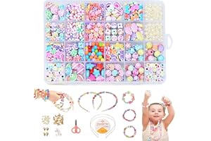LRIKAS Perline fai da te per bambini Set, Bracciali fai da te Collane perline per gioielli Fare per bambini Collana di perle Bracciale fare kit come perline Kit regalo per ragazze