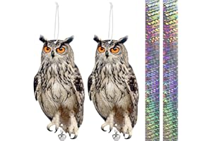 Lifreer Specht Vogelschreck Geräte, 2PCS Eule Form Vogel reflektierende Abschreckung Eule hängende Dekoration zu halten Vögel Weg von Garten Terrasse Fenster