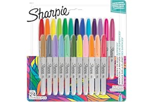 Sharpie Permanent Markers | Fine Point Colouring Pens | Assorted Colours | 24 Marker Pens