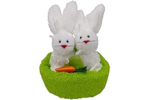 Bailkind Frotteebox Geschenk Set Hasenpaar im Nest in Handarbeit geformt aus 1x Gästetuch grün (50x30cm) und 2X Waschhandschuh weiß