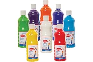 Baker Ross FN167 Rainbow Ready Mixed Paints - Pack of 8, Paint Value Pack of Bottles, Paint for Kids