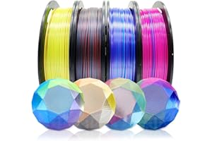 Reprapper PLA Filament 4 X 250g Color Pack, Triple Color Filament Coextrusion PLA 1.75mm for 3D Printer, 4 Spools Silk Rose/Blue/Green, red-blue1-gold, Purple/Blue/Yellow, Gold/Copper/Black