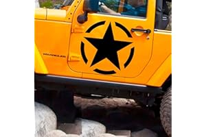 Lollomoto 2X Stella Militare Adesive Fuoristrada Fiancate Cofano Jeep Suzuki Offroad 4x4 Adesivi Stickers Fiancate AUT Decal - Bianco Opaco