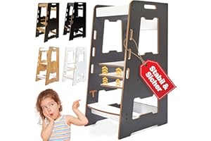 ‎BOOMDING BoomDing Lernturm ab 1 Jahr - Höhenverstellbar - Montessori - Lernturm - Stabiler Küchenturm mit Anti-RUTSCH-Streifen - Küchenhelfer für Kinder mit Rausfallschutz - Lernstuhl