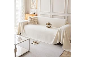 TAOTAOGO Sofa Cover 1 2 Seater Chenille Corner Sofa Slipcover Washable L Shape Sectional Couch Cover Furniture Protector for Pet All-Season B Herringbone Cream Beige 180x260cm