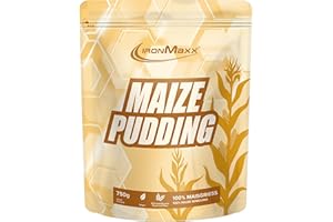 IronMaxx Maize Pudding - 750g | Farine de riz instantanée de qualité pour pudding au riz | Pudding végétalien faible en graisses et sucre